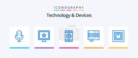 Illustration for Devices Blue 5 Icon Pack Including electronics. devices. cellphone. data. smartphone. Creative Icons Design - Royalty Free Image