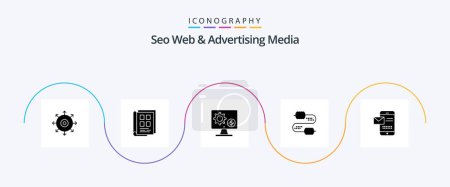 Ilustración de Seo Web And Advertising Media Glyph 5 Icon Pack Including joint. cable. phone book. money. setting - Imagen libre de derechos