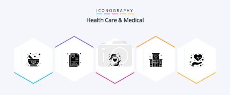Illustration for Health Care And Medical 25 Glyph icon pack including health. building. medical. medical. healthcare - Royalty Free Image