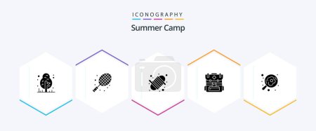 Ilustración de Summer Camp 25 Glyph icon pack including pan. camping. camping. hiking. bag - Imagen libre de derechos