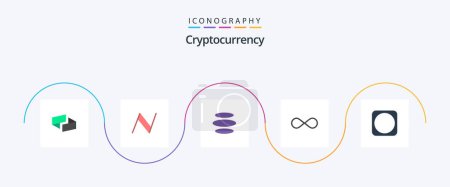 Téléchargez les illustrations : Cryptocurrency Flat 5 Icon Pack Including byetball. cryptocurrency. e dinar. crypto. infinite coin - en licence libre de droit