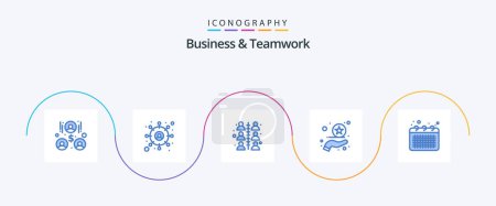 Illustration for Business And Teamwork Blue 5 Icon Pack Including office. event. team. calendar. rating - Royalty Free Image