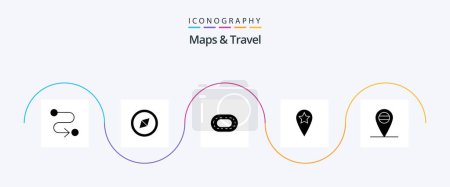 Téléchargez les illustrations : Maps and Travel Glyph 5 Icon Pack Including . location. - en licence libre de droit