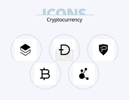 Téléchargez les illustrations : Cryptocurrency Glyph Icon Pack 5 Icon Design. crypto . dogecoin . crypto currency. crypto - en licence libre de droit