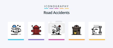 Illustration for Road Accidents Line Filled 5 Icon Pack Including and. crash. barrier. car. under construction. Creative Icons Design - Royalty Free Image