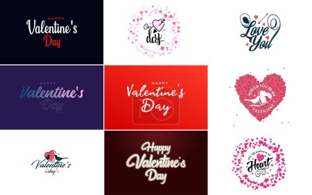 Illustration for Hand-drawn black lettering Valentine's Day and pink hearts on white background vector illustration suitable for use in design of cards. banners. logos. flyers. labels. icons. badges. and stickers - Royalty Free Image