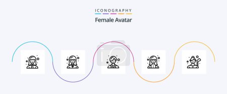 Ilustración de Female Avatar Line 5 Icon Pack Including female golf. technician. woman. specialist. digital - Imagen libre de derechos