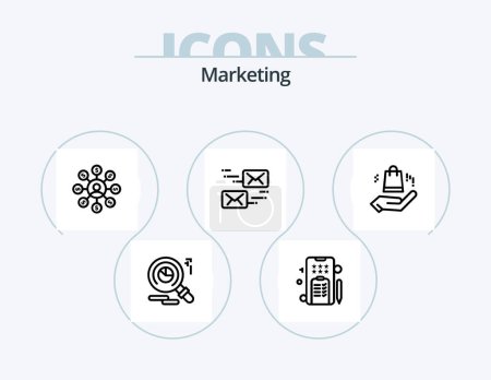 Ilustración de Marketing Line Icon Pack 5 Icon Design. mail. selling. ahnd. sales. marketing - Imagen libre de derechos