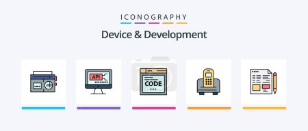Ilustración de Device And Development Line Filled 5 Icon Pack Including power. electric. share . education. web. Creative Icons Design - Imagen libre de derechos