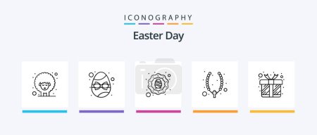 Téléchargez les illustrations : Easter Line 5 Icon Pack Including balloon. holiday. festival. egg. star egg. Creative Icons Design - en licence libre de droit