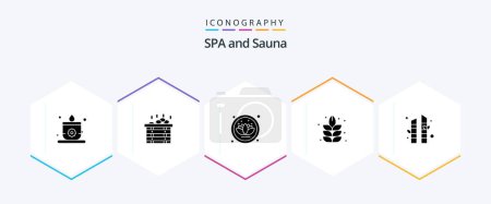 Ilustración de Sauna 25 Glyph icon pack including . plant. - Imagen libre de derechos