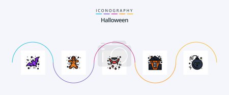 Illustration for Halloween Line Filled Flat 5 Icon Pack Including bomb. holiday. halloween. halloween. castle - Royalty Free Image