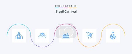 Illustration for Brazil Carnival Blue 5 Icon Pack Including . celebration. cycle - Royalty Free Image