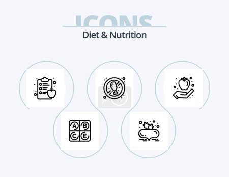 Illustration for Diet And Nutrition Line Icon Pack 5 Icon Design. lemon. citrus fruit. diet. pineapple. diet food - Royalty Free Image