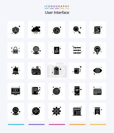 Illustration for Creative User Interface 25 Glyph Solid Black icon pack  Such As phone book. directory. play. book. search - Royalty Free Image