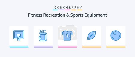 Ilustración de Fitness Recreation And Sports Equipment Blue 5 Icon Pack Including nfl. ball. stick. american. shirt. Creative Icons Design - Imagen libre de derechos