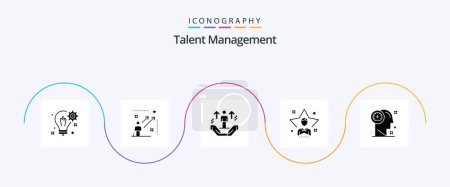 Ilustración de Talent Management Glyph 5 Icon Pack Including user. bright. arrow. arrow. man - Imagen libre de derechos