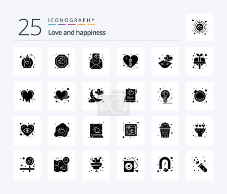 Illustration for Love 25 Solid Glyph icon pack including romance. lips. message. kiss. health - Royalty Free Image
