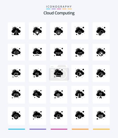 Illustration for Creative Cloud Computing 25 Glyph Solid Black icon pack  Such As cloud. delete. cloud. remove. cloud - Royalty Free Image