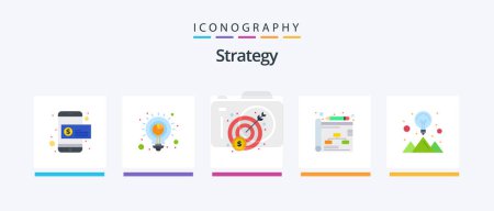 Illustration for Strategy Flat 5 Icon Pack Including strategy solution. idea. money. creative. planning. Creative Icons Design - Royalty Free Image
