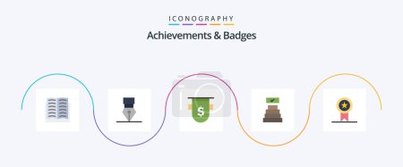 Ilustración de Achievements and Badges Flat 5 Icon Pack Including insignia. achievements. badges. check mark. finance - Imagen libre de derechos