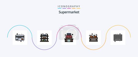 Illustration for Supermarket Line Filled Flat 5 Icon Pack Including vegetable. shopping. sale. grocery. store - Royalty Free Image