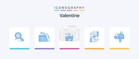 Illustration for Valentine Blue 5 Icon Pack Including mail box. heart. candle. sharing. shine. Creative Icons Design - Royalty Free Image