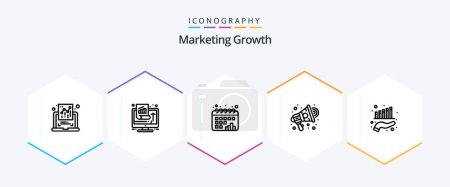 Ilustración de Marketing Growth 25 Line icon pack including business. marketing. success. advertisement. graph - Imagen libre de derechos