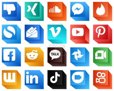 Ilustración de High Quality 3D Social Media Icons 20 Icons Pack such as facebook. video. fb. youtube and vimeo icons. Clean and professional - Imagen libre de derechos