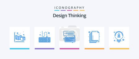 Téléchargez les illustrations : Design Thinking Blue 5 Icon Pack Including idea. creative. tools. layers. arrange. Creative Icons Design - en licence libre de droit