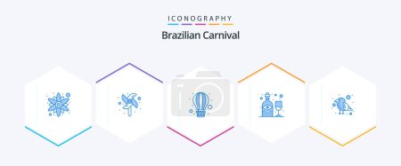 Illustration for Brazilian Carnival 25 Blue icon pack including wild. parrot. parachute. carnival. wine - Royalty Free Image