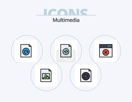Ilustración de Multimedia Line Filled Icon Pack 5 Icon Design. . . reload. reload. document - Imagen libre de derechos