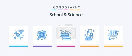 Ilustración de School And Science Blue 5 Icon Pack Including lab. test. books. science. chemistry. Creative Icons Design - Imagen libre de derechos