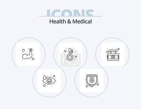 Ilustración de Health And Medical Line Icon Pack 5 Icon Design. medical. rest time. patient. sleep. moon - Imagen libre de derechos