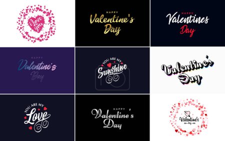 Illustration for Love word art design with a heart-shaped background and a sparkling effect - Royalty Free Image