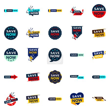 Ilustración de 25 Versatile Typographic Banners for promoting savings across platforms - Imagen libre de derechos