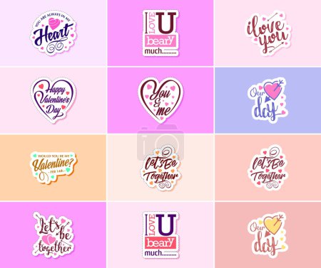 Illustration for Valentine's Day: A Time for Passion and Beautiful Designs Stickers - Royalty Free Image