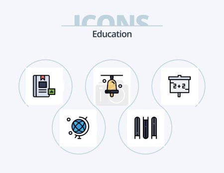 Ilustración de Education Line Filled Icon Pack 5 Icon Design. blackboard. files. e. education. school - Imagen libre de derechos