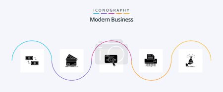 Illustration for Modern Business Glyph 5 Icon Pack Including data. analytic. business. research. money - Royalty Free Image