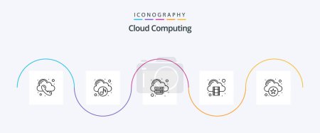 Ilustración de Cloud Computing Line 5 Icon Pack Including cloud. cloud. storage. cloud - Imagen libre de derechos