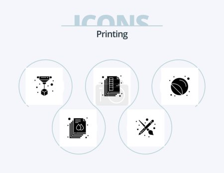Ilustración de Printing Glyph Icon Pack 5 Icon Design. print. color. 3d print. print. page - Imagen libre de derechos