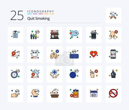 Ilustración de Quit Smoking 25 Line Filled icon pack including trash. smoke. not allowed. quit. addict - Imagen libre de derechos