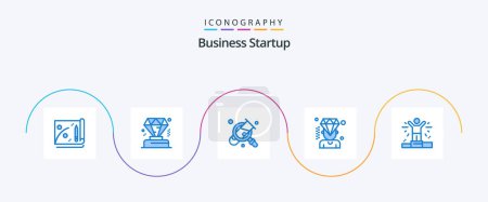 Ilustración de Business Startup Blue 5 Icon Pack Including . man. magnifying. business. diamond - Imagen libre de derechos