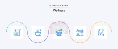 Illustration for Wellness Blue 5 Icon Pack Including jump. toothbrush. rest. tooth. salad bowl - Royalty Free Image