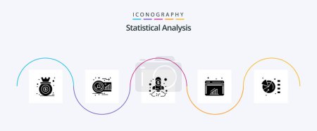 Illustration for Statistical Analysis Glyph 5 Icon Pack Including internet. chart. human. goal. chart - Royalty Free Image