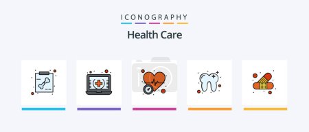 Téléchargez les illustrations : Health Care Line Filled 5 Icon Pack Including gender. ok. aid. list. discharge. Creative Icons Design - en licence libre de droit