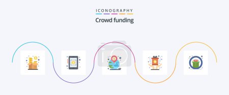 Téléchargez les illustrations : Crowdfunding Flat 5 Icon Pack Including gift. fund. financial. reward. award - en licence libre de droit