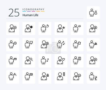 Ilustración de Human 25 Line icon pack including code. avatar. human. user. friend - Imagen libre de derechos
