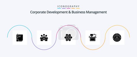 Ilustración de Corporate Development And Business Management Glyph 5 Icon Pack Including person. growth. business. development. team - Imagen libre de derechos