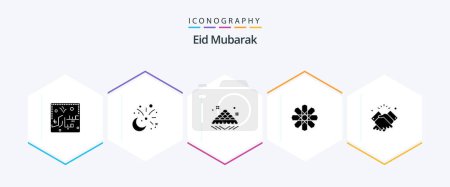 Ilustración de Eid Mubarak 25 Glyph icon pack including decoration. flower. decoration. delicious. fast - Imagen libre de derechos